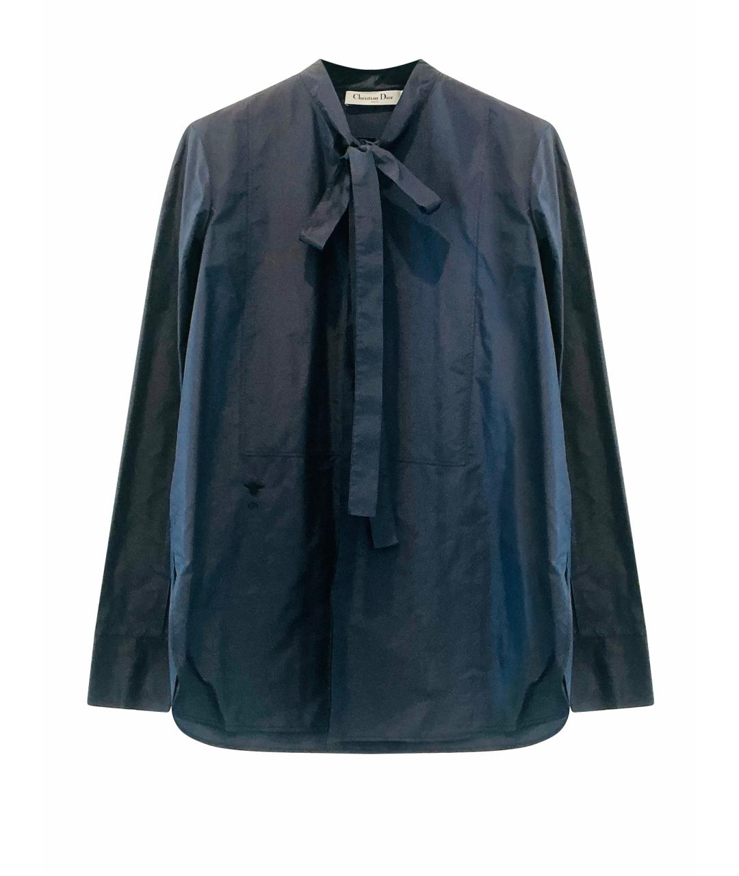 CHRISTIAN DIOR Синяя шелковая рубашка, фото 1