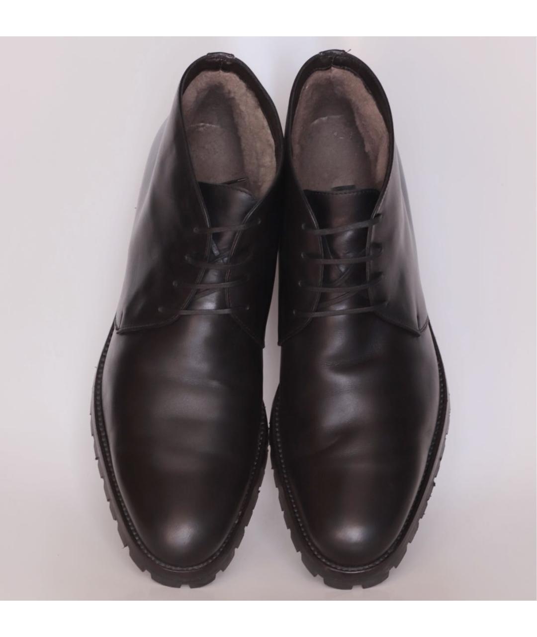 CORNELIANI Черные кожаные низкие ботинки, фото 2