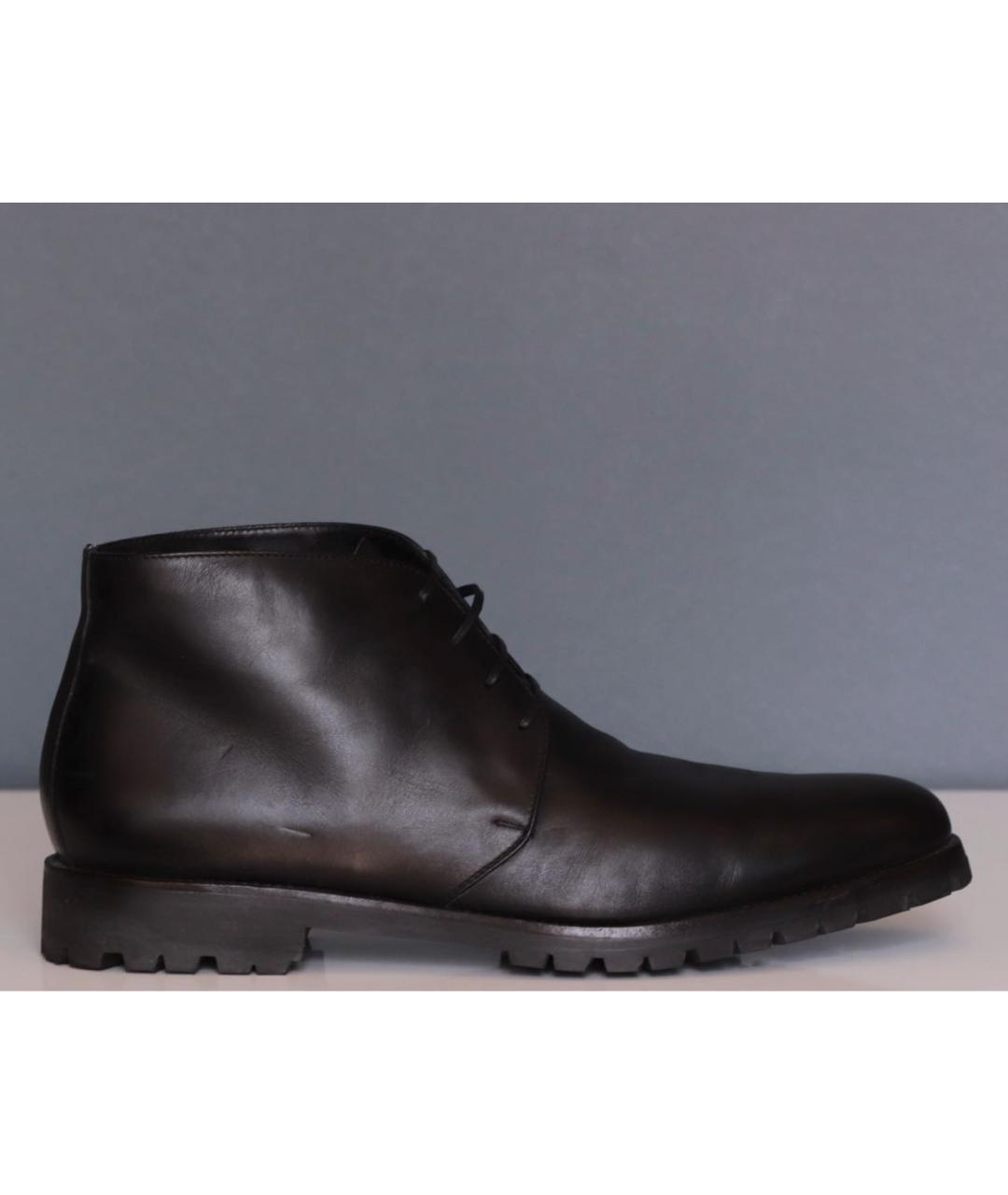 CORNELIANI Черные кожаные низкие ботинки, фото 9