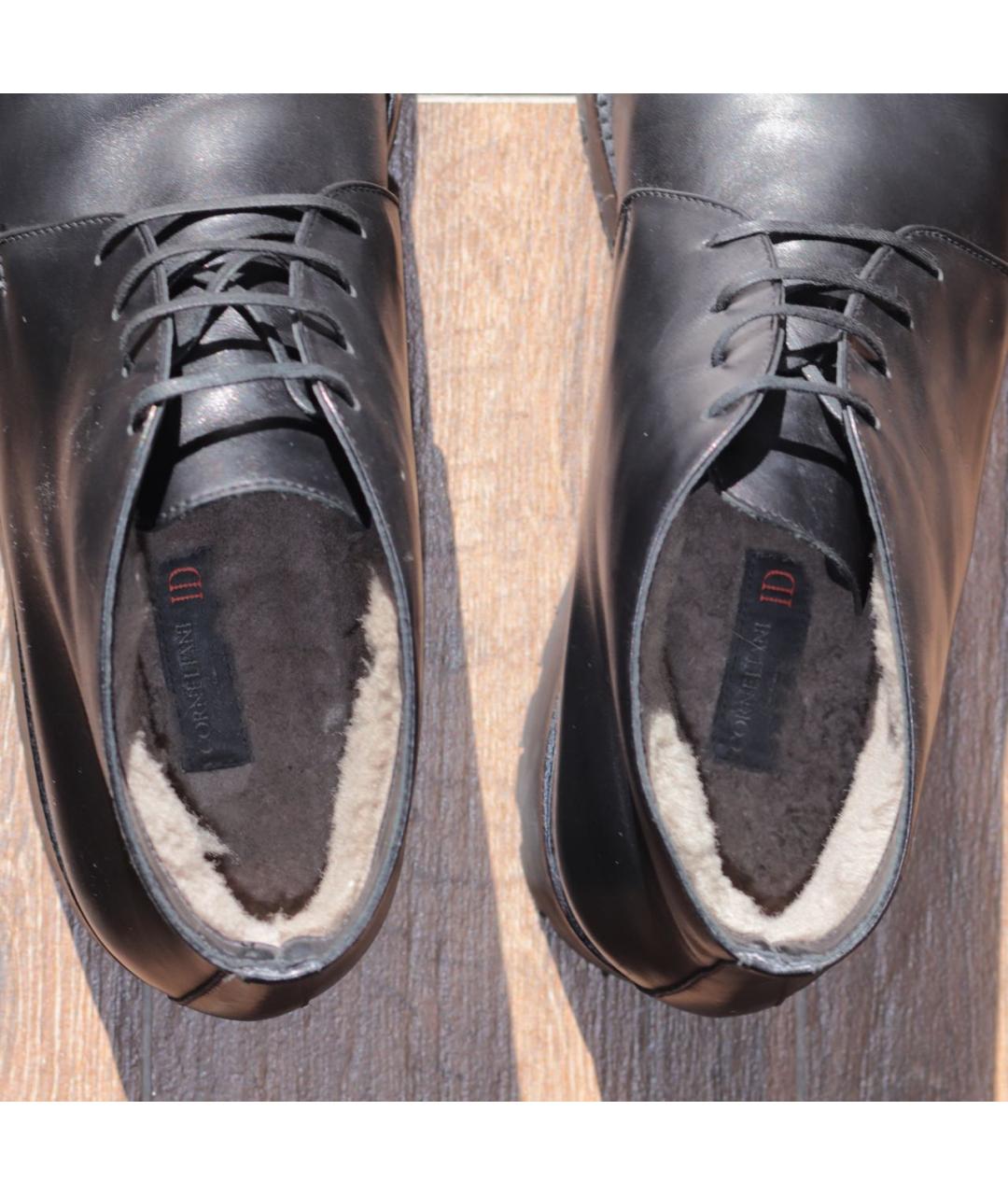 CORNELIANI Черные кожаные низкие ботинки, фото 4