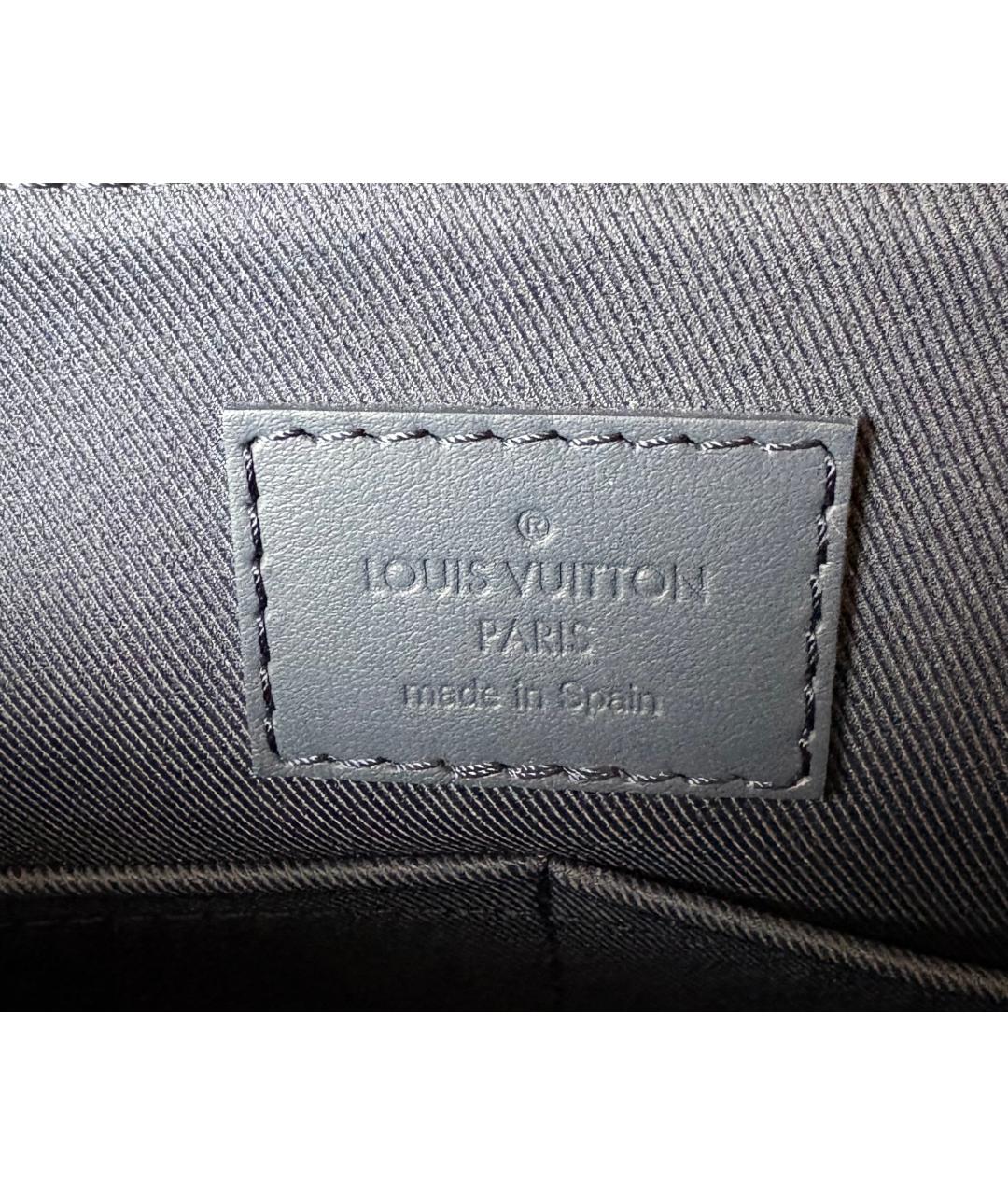 LOUIS VUITTON Темно-синяя кожаная барсетка, фото 6