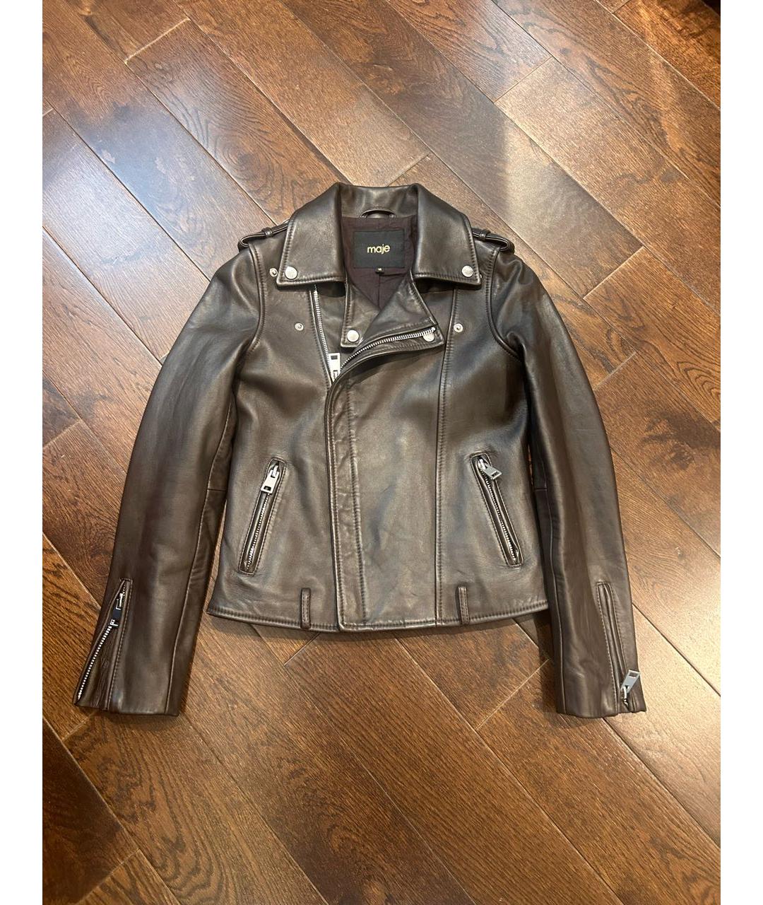 MAJE Черная кожаная куртка, фото 9