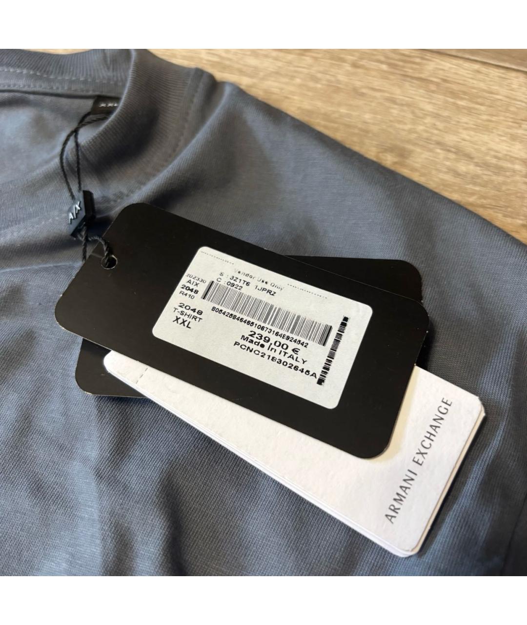 ARMANI EXCHANGE Антрацитовая хлопковая футболка, фото 5