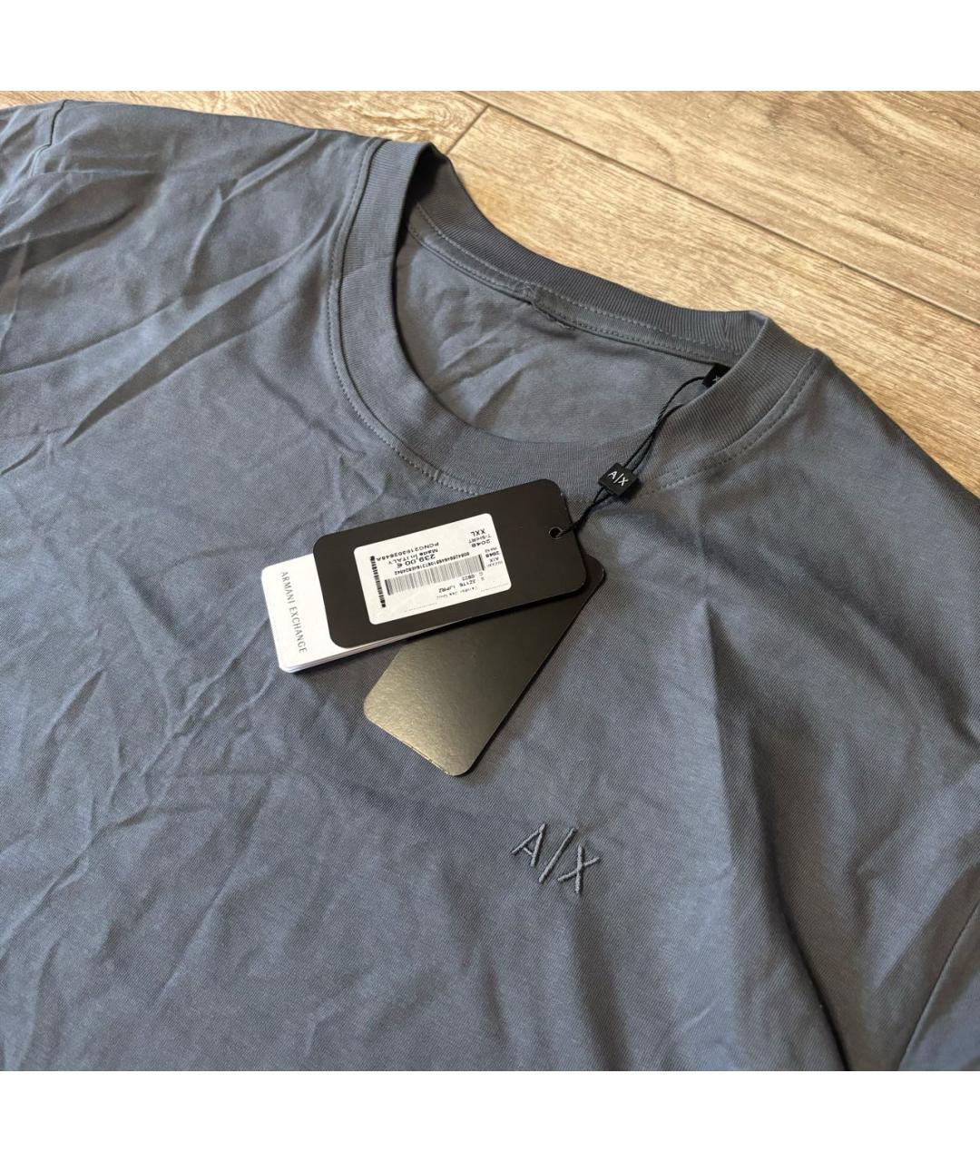 ARMANI EXCHANGE Антрацитовая хлопковая футболка, фото 2