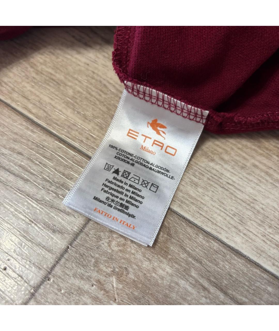 ETRO Бордовое хлопковое поло с коротким рукавом, фото 6