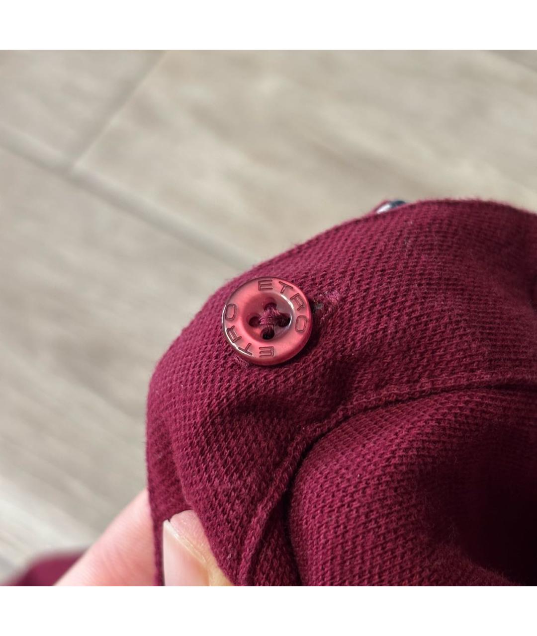 ETRO Бордовое хлопковое поло с коротким рукавом, фото 5