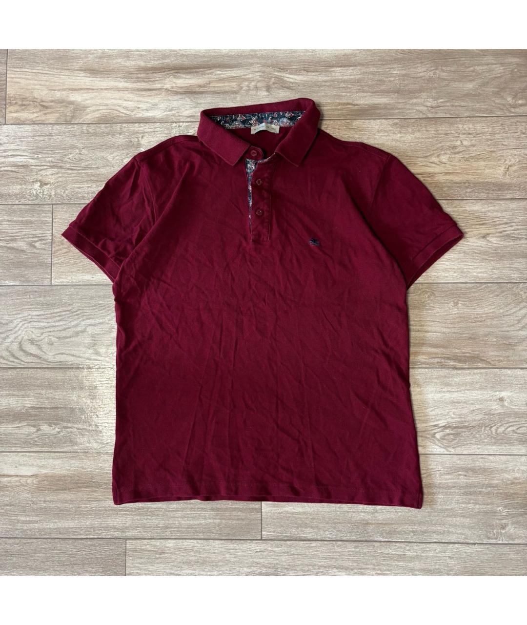 ETRO Бордовое хлопковое поло с коротким рукавом, фото 8