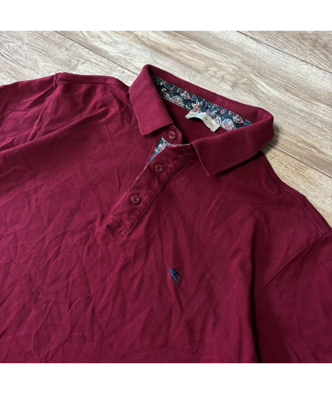 ETRO Бордовое хлопковое поло с коротким рукавом, фото 2