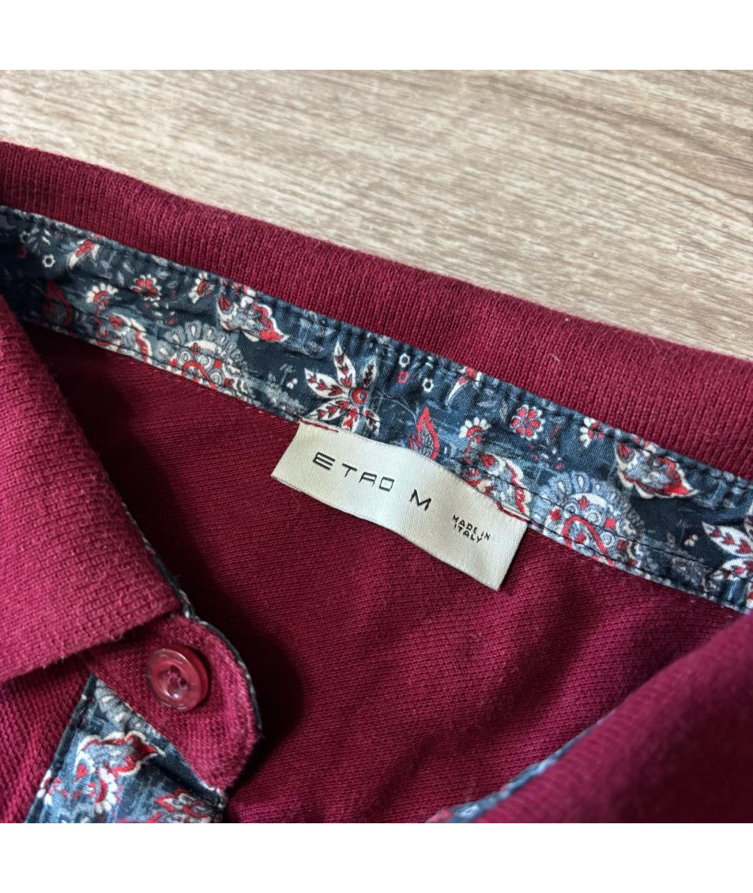 ETRO Бордовое хлопковое поло с коротким рукавом, фото 4