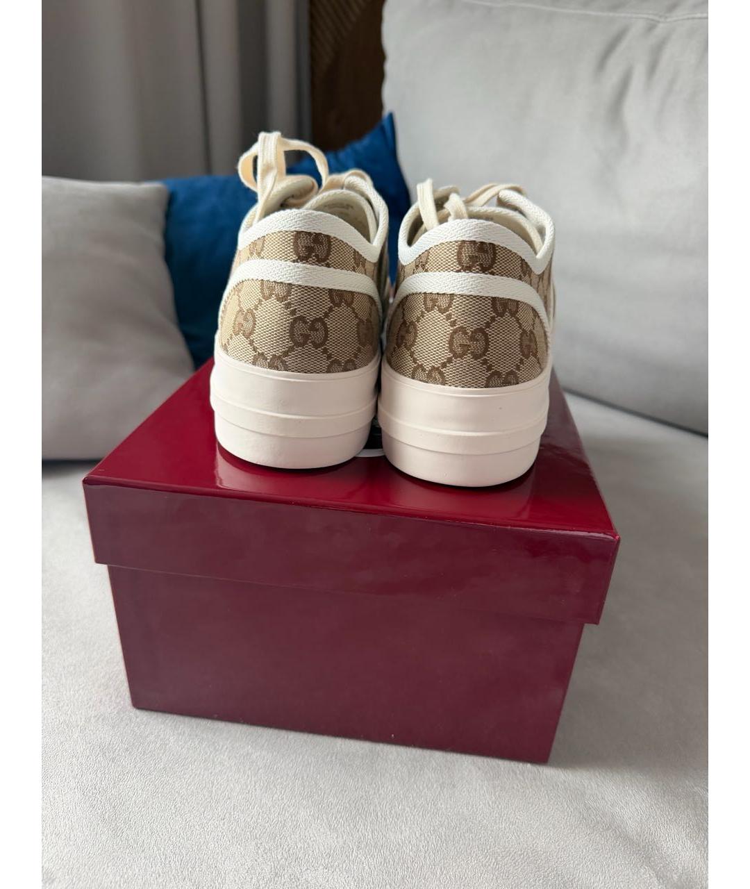 GUCCI Бежевые текстильные кеды, фото 4