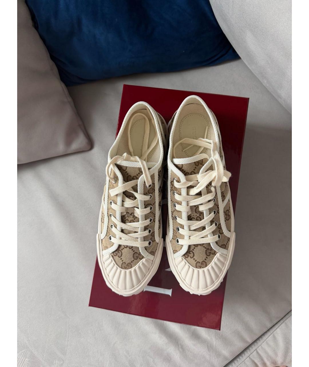 GUCCI Бежевые текстильные кеды, фото 3