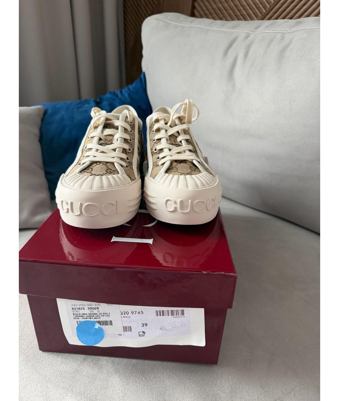 GUCCI Бежевые текстильные кеды, фото 2