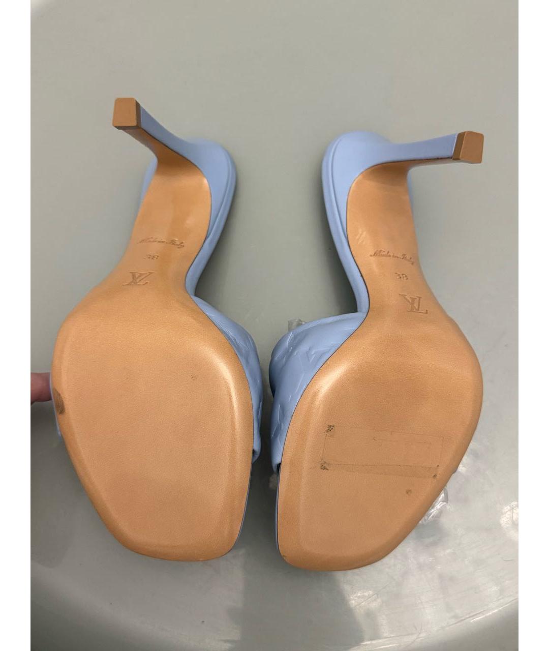 LOUIS VUITTON Голубые кожаные мюли, фото 6