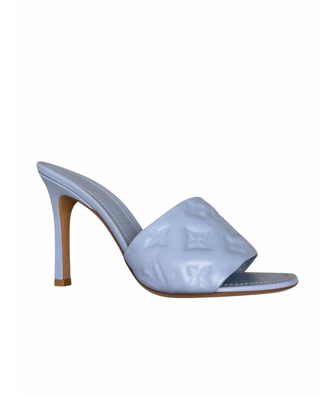 LOUIS VUITTON Голубые кожаные мюли, фото 1