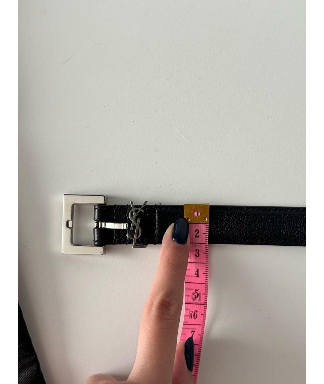 SAINT LAURENT Черный кожаный ремень, фото 2