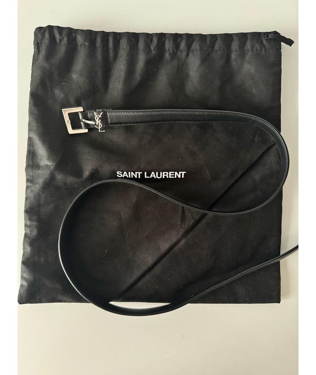 SAINT LAURENT Черный кожаный ремень, фото 3