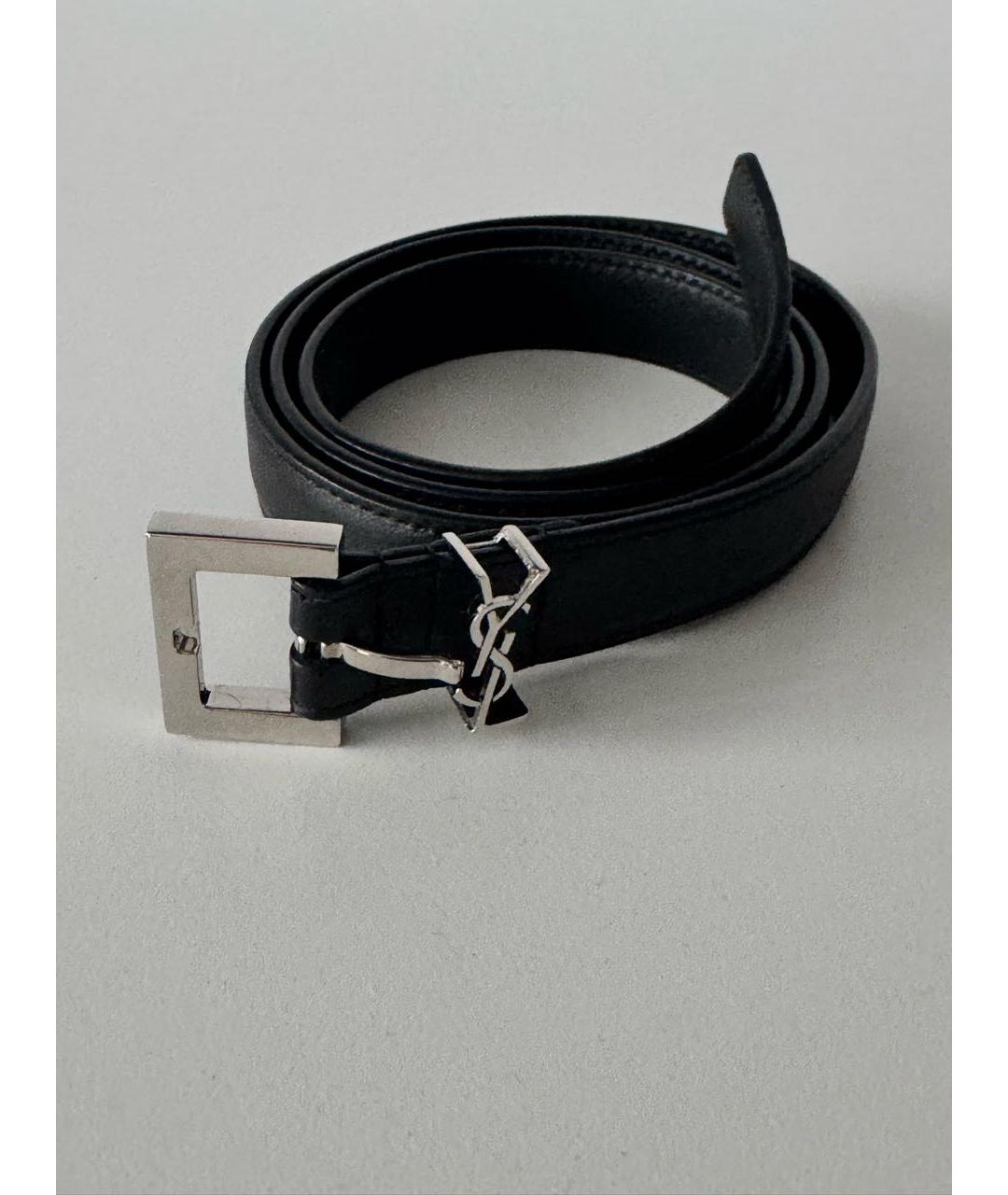 SAINT LAURENT Черный кожаный ремень, фото 5