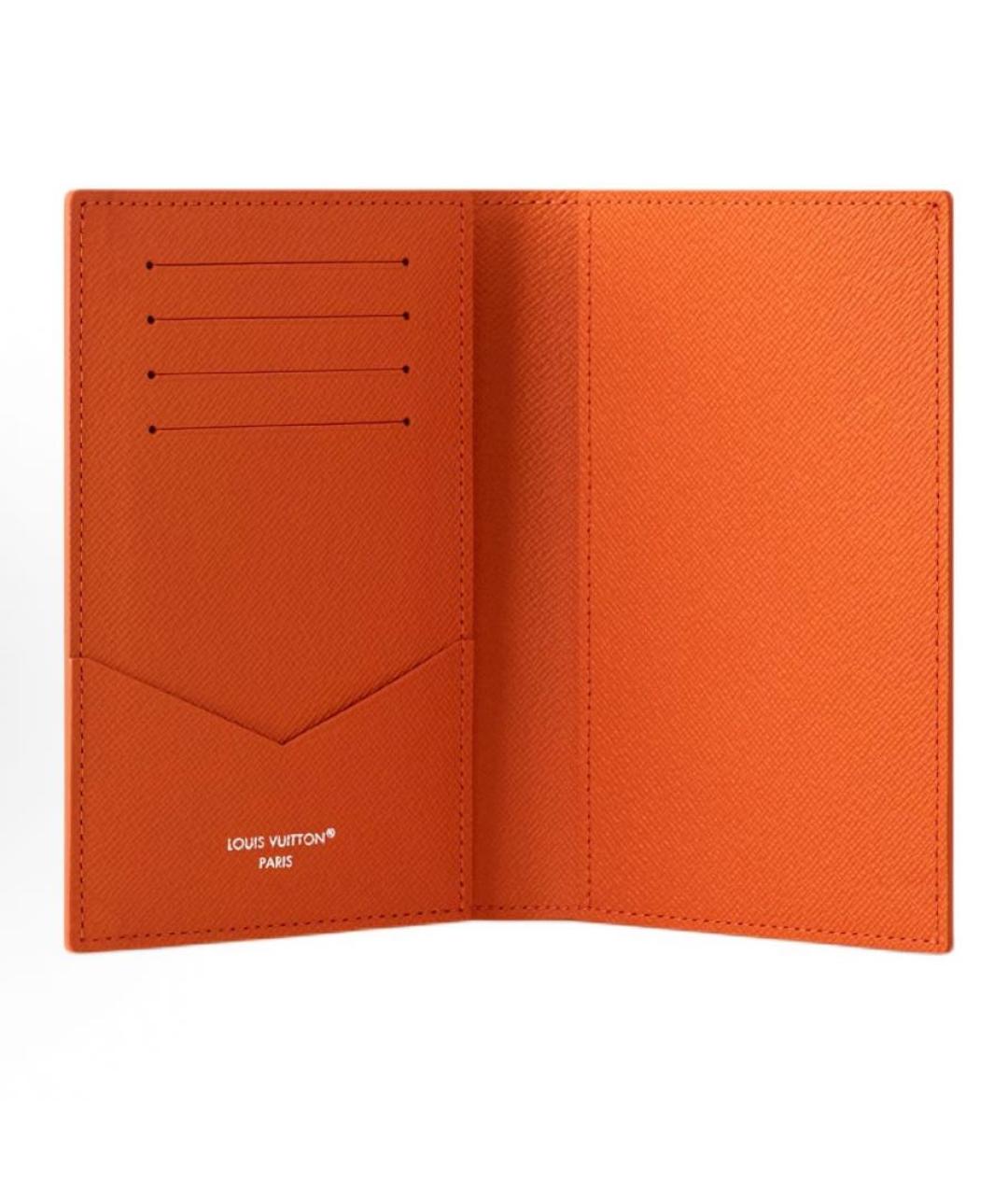 LOUIS VUITTON Оранжевый кожаный кошелек, фото 2