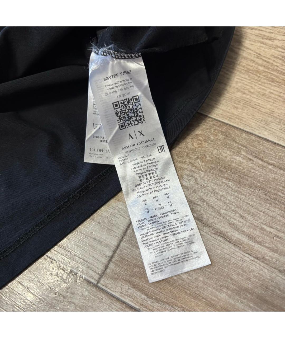 ARMANI EXCHANGE Черная хлопковая футболка, фото 5