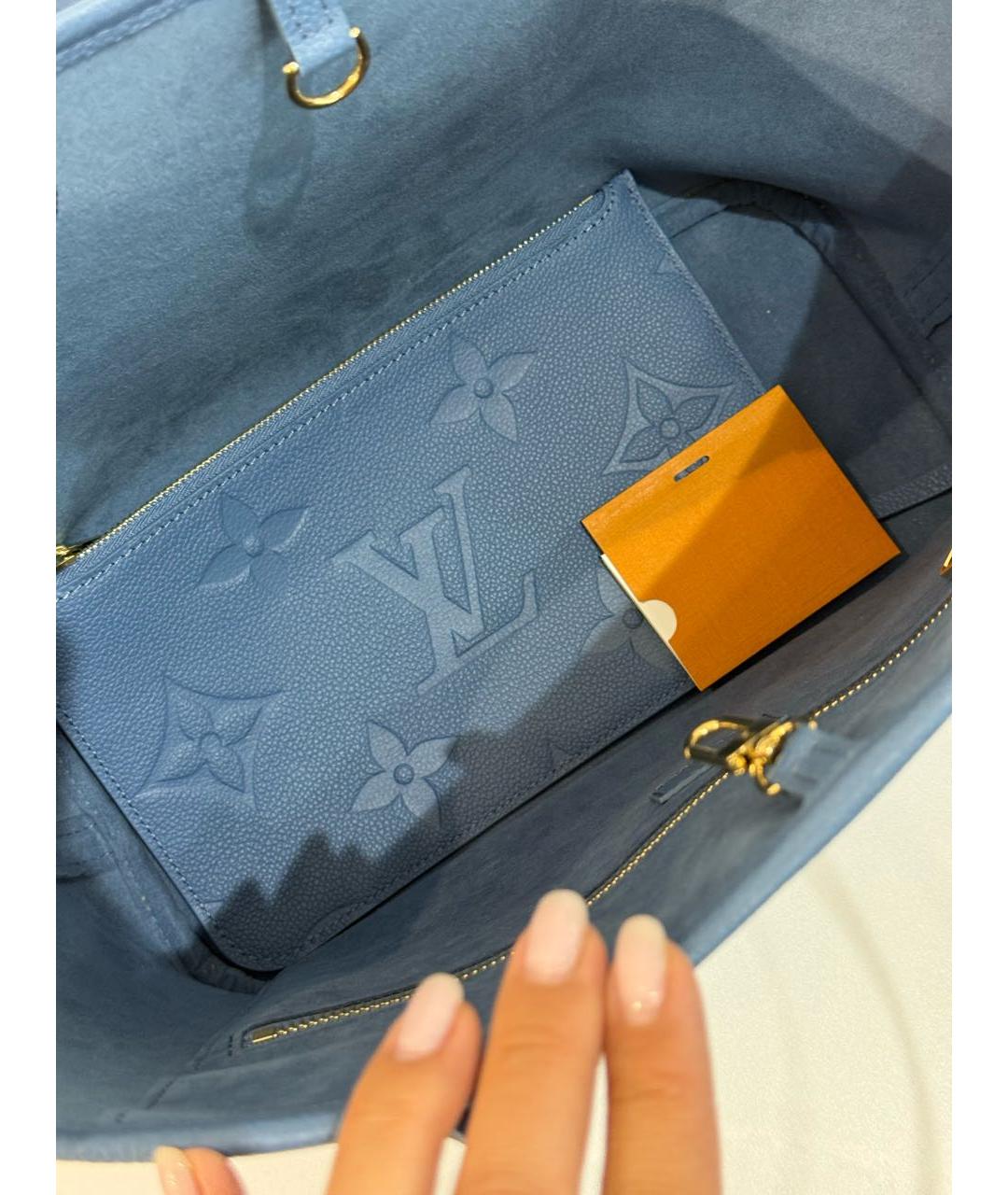 LOUIS VUITTON Голубая кожаная сумка тоут, фото 4