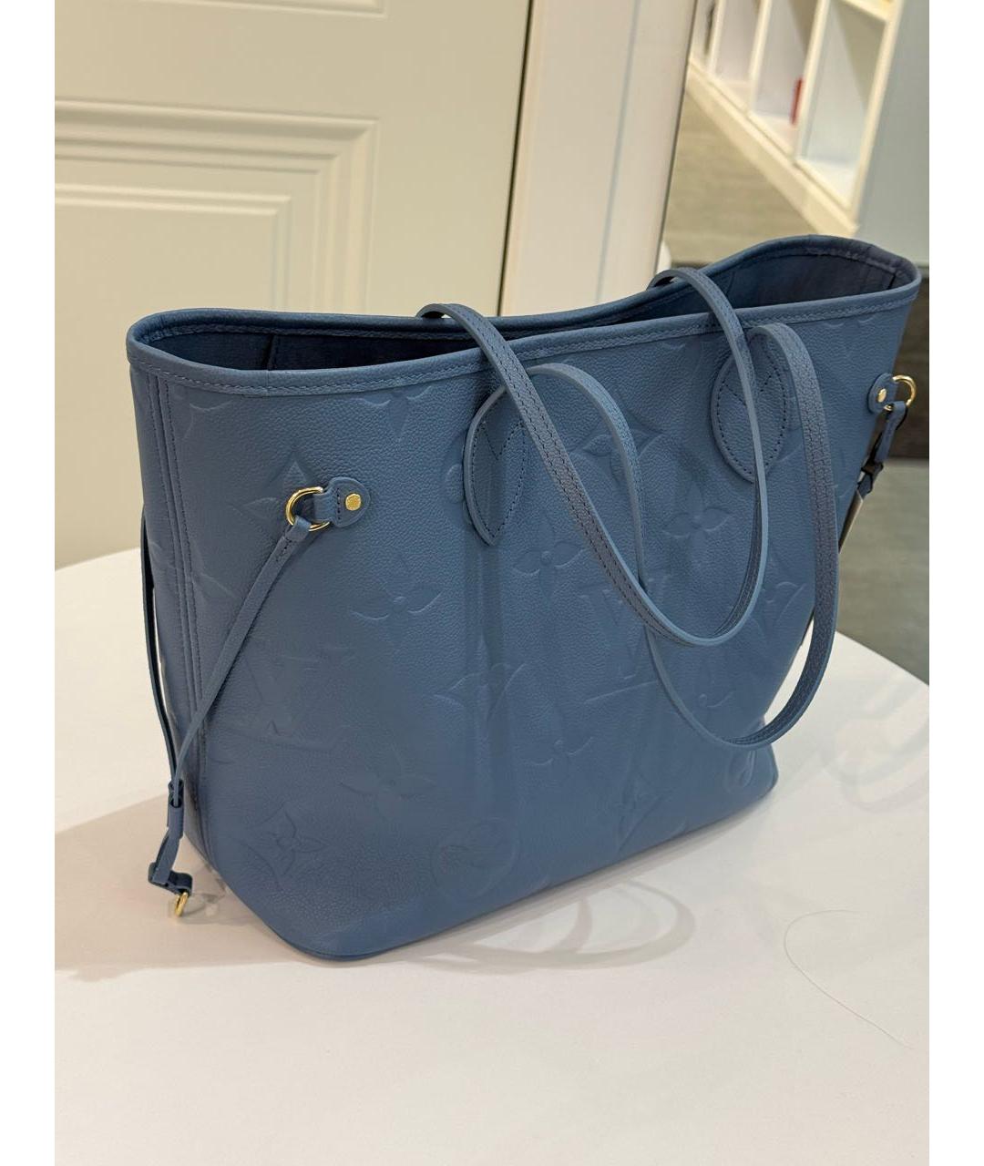 LOUIS VUITTON Голубая кожаная сумка тоут, фото 3