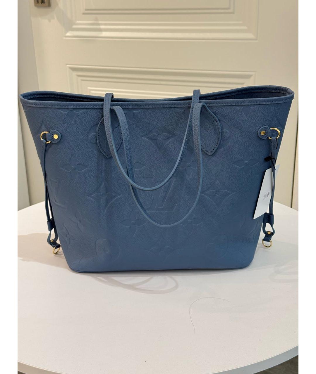 LOUIS VUITTON Голубая кожаная сумка тоут, фото 9