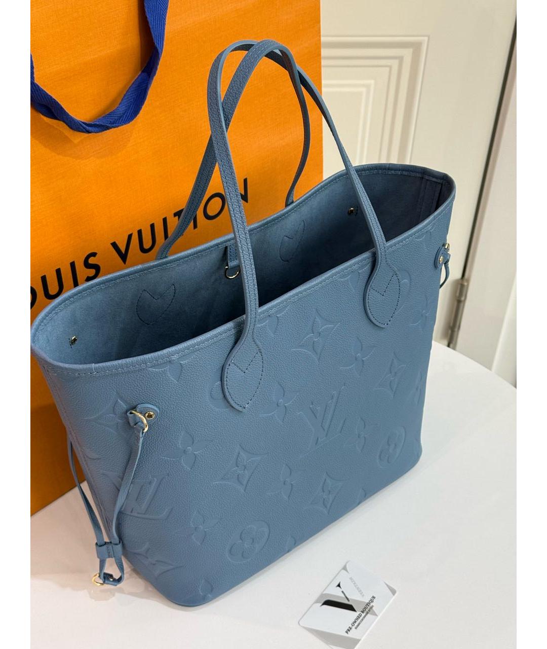 LOUIS VUITTON Голубая кожаная сумка тоут, фото 6