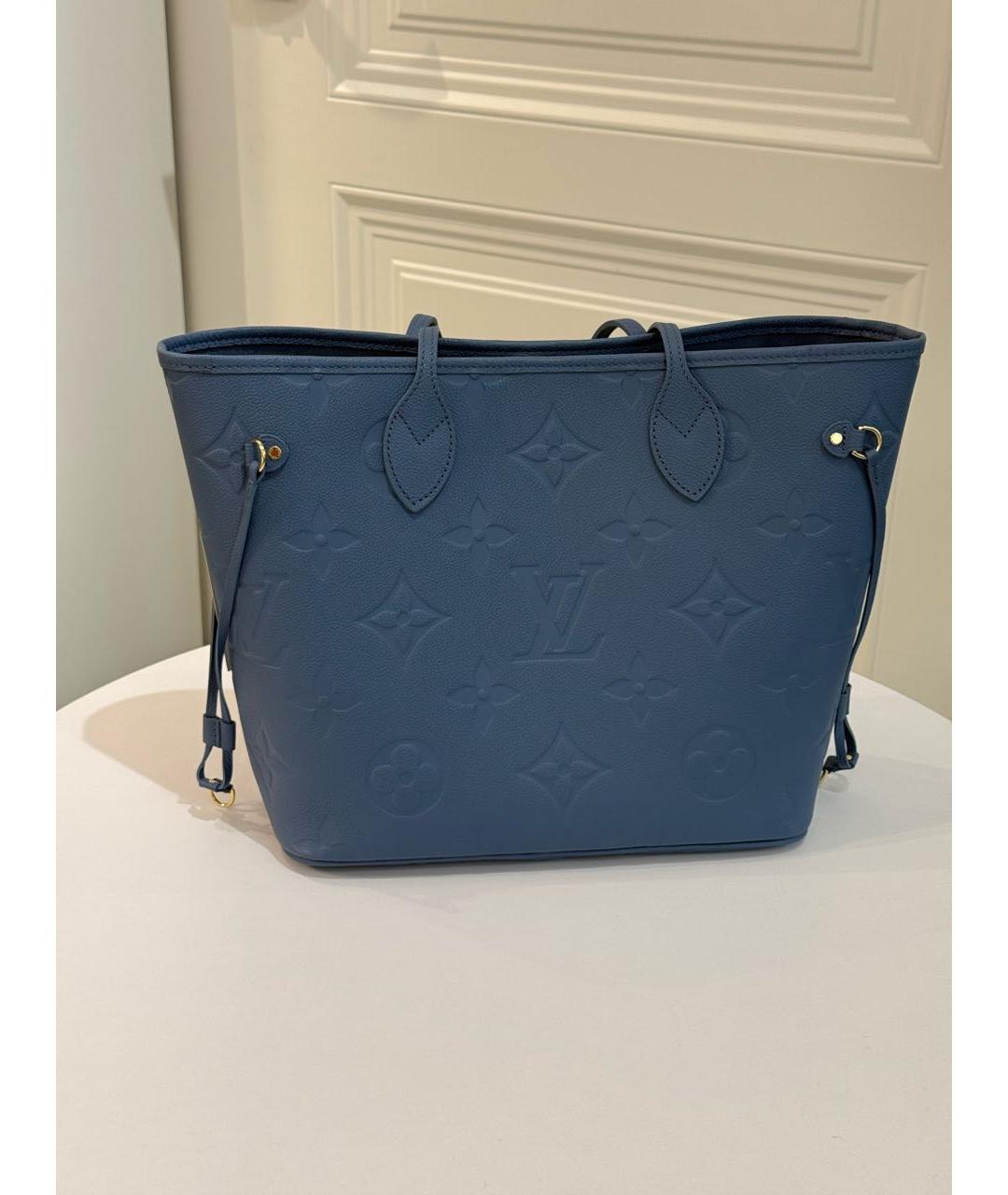 LOUIS VUITTON Голубая кожаная сумка тоут, фото 2