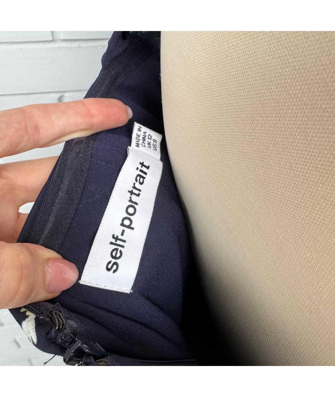 SELF-PORTRAIT Темно-синее вискозное вечернее платье, фото 3