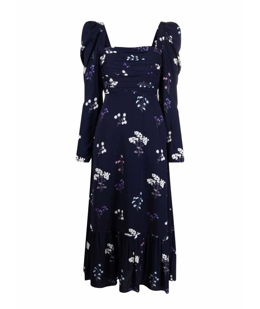 SELF-PORTRAIT Темно-синее вискозное вечернее платье, фото 1