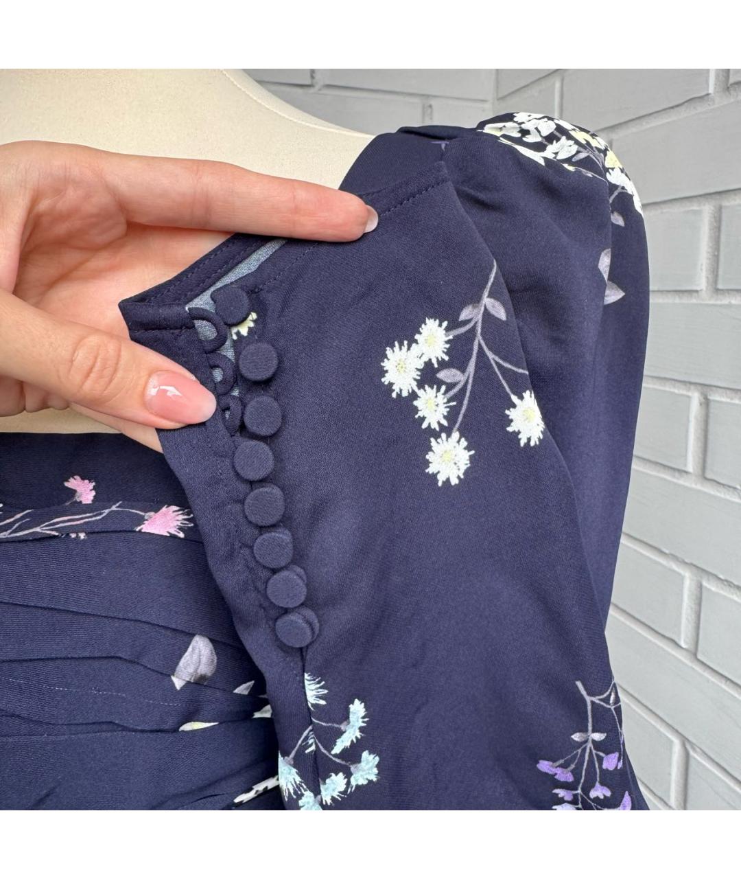 SELF-PORTRAIT Темно-синее вискозное вечернее платье, фото 5