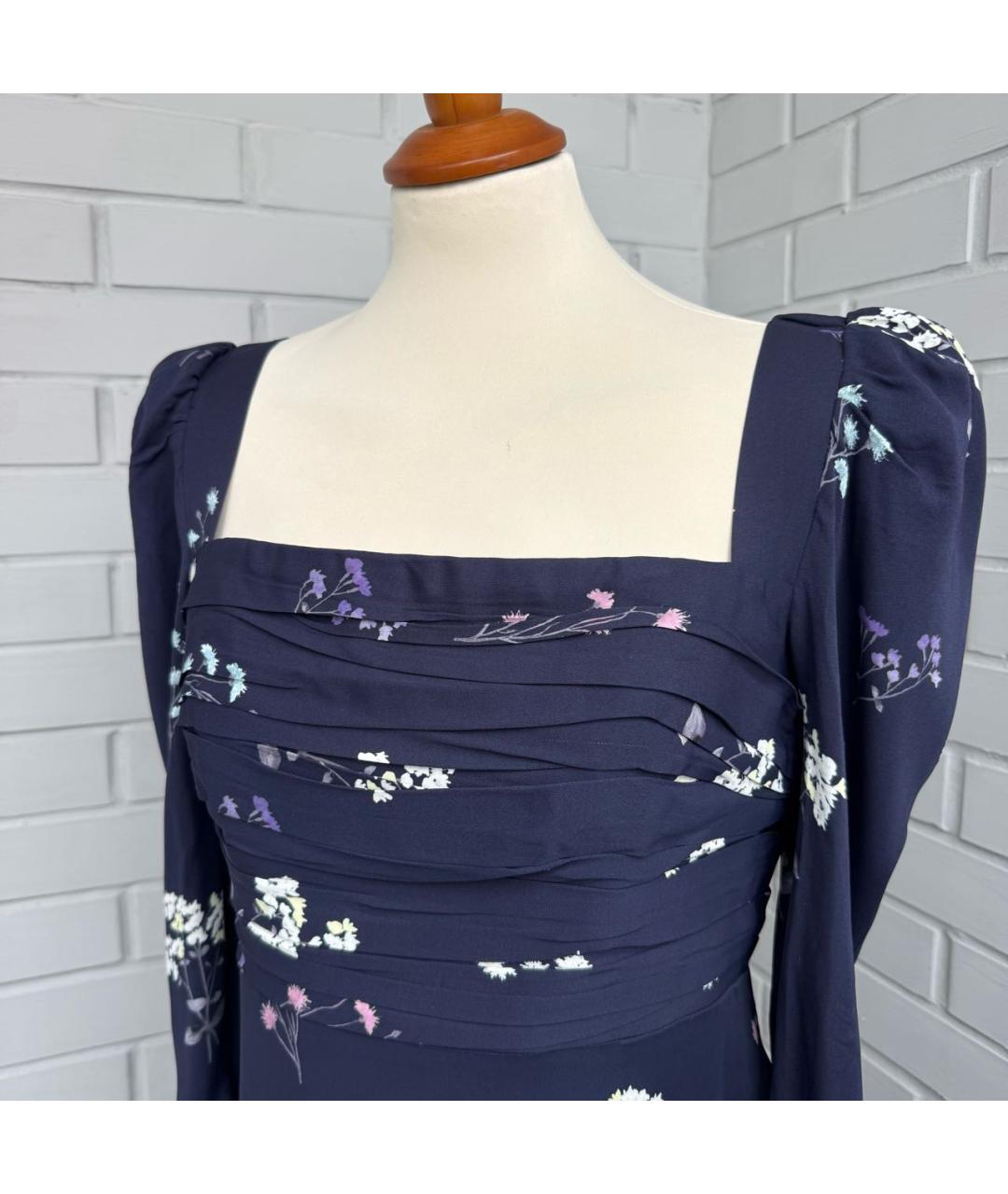 SELF-PORTRAIT Темно-синее вискозное вечернее платье, фото 4