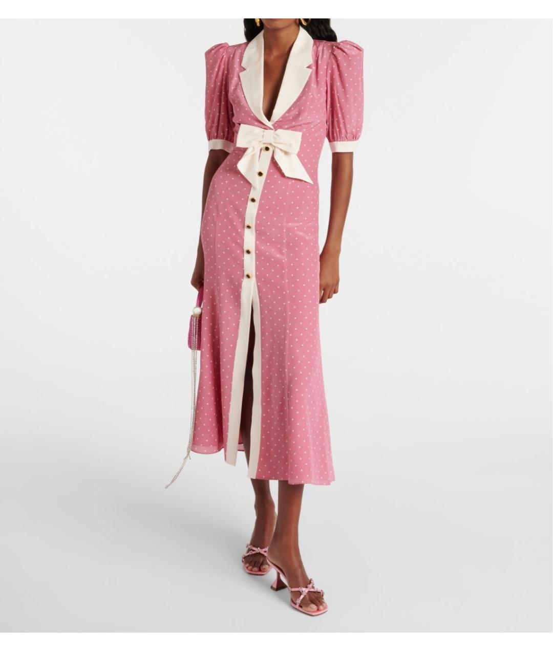 ALESSANDRA RICH Розовое шелковое коктейльное платье, фото 8