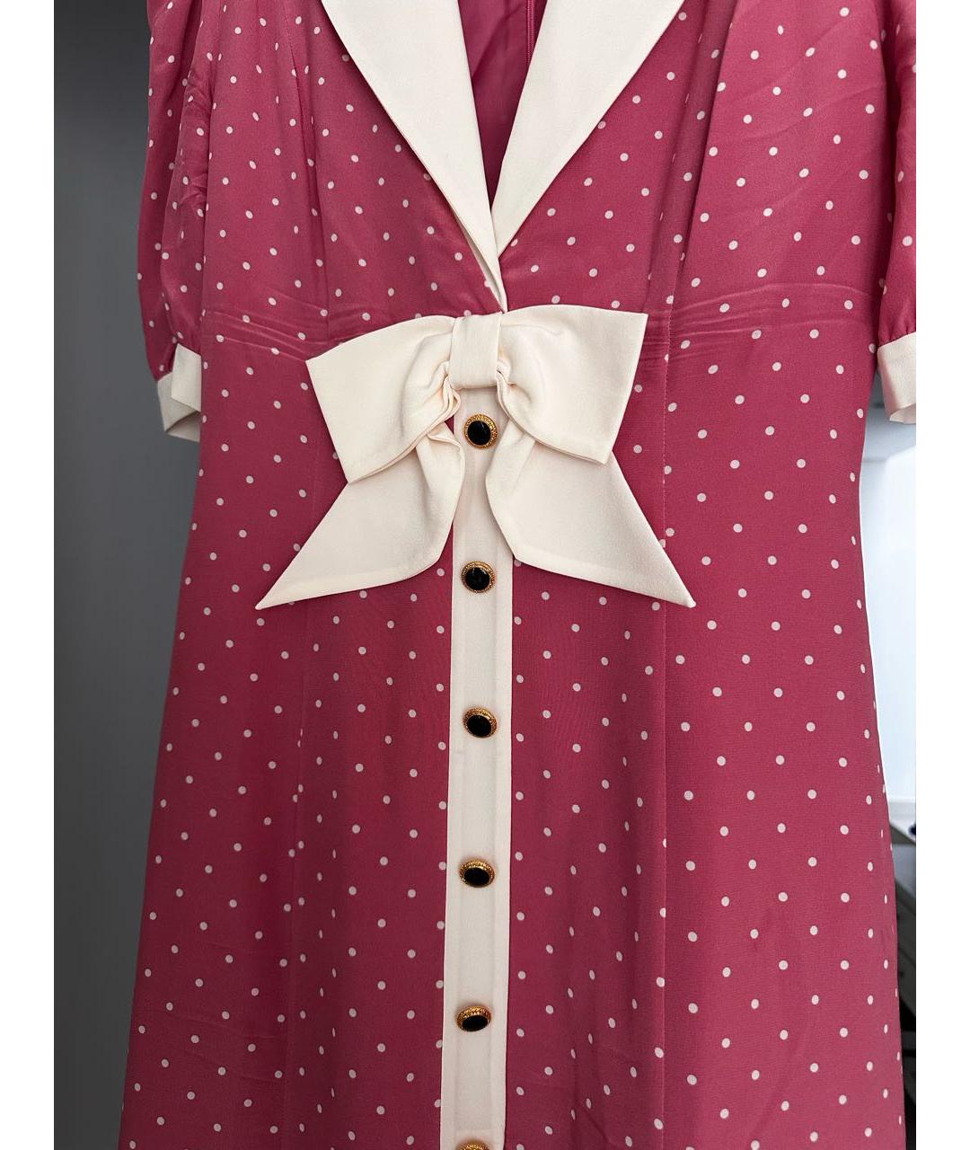 ALESSANDRA RICH Розовое шелковое коктейльное платье, фото 5