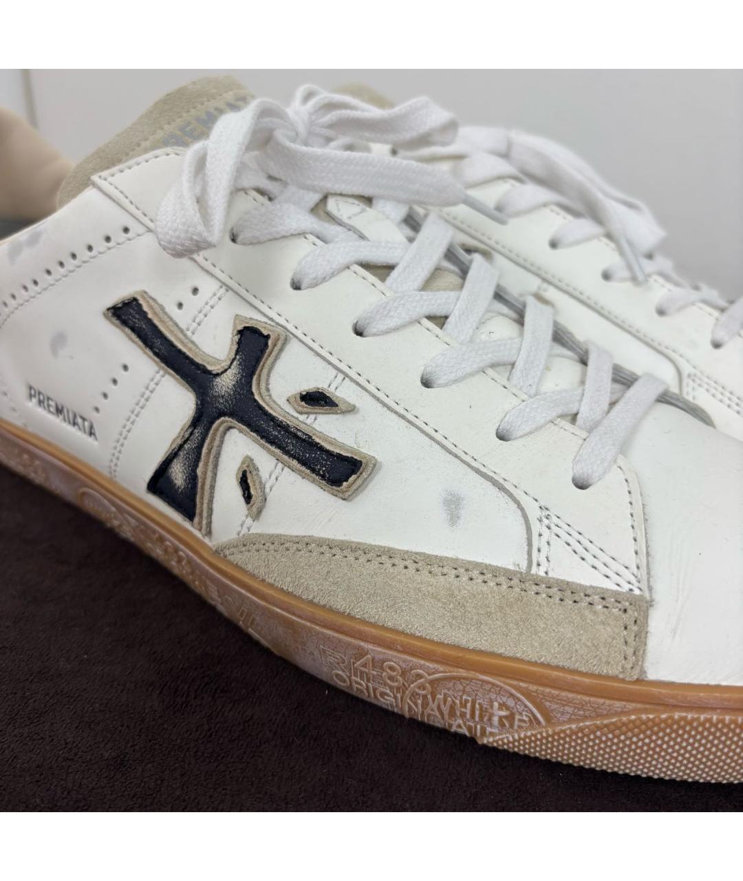 PREMIATA Белые кожаные низкие кроссовки / кеды, фото 8