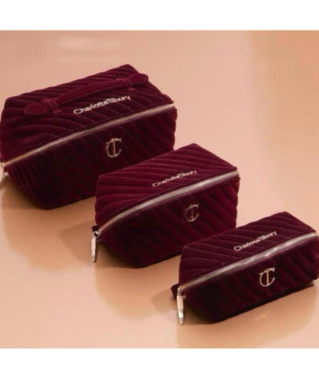 CHARLOTTE TILBURY Бордовая бархатная косметичка, фото 2