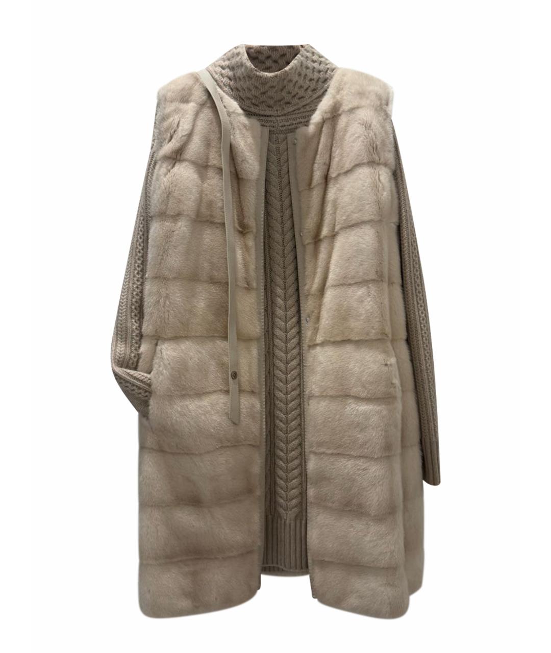 LORO PIANA Бежевый меховой жилет, фото 1