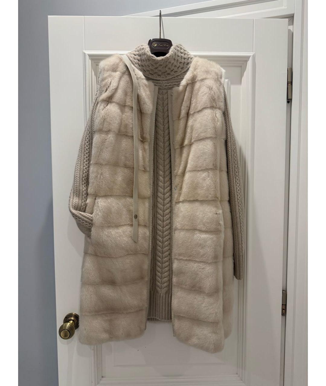 LORO PIANA Бежевый меховой жилет, фото 5