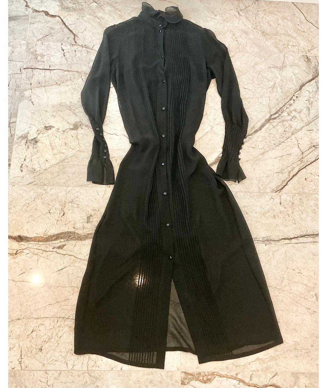 ULYANA SERGEENKO Черное шелковое повседневное платье, фото 7