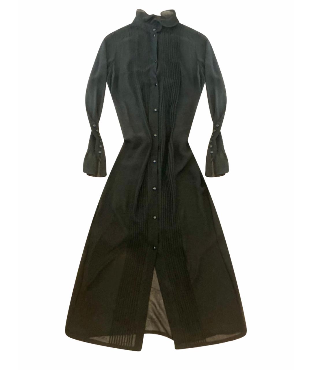 ULYANA SERGEENKO Черное шелковое повседневное платье, фото 1