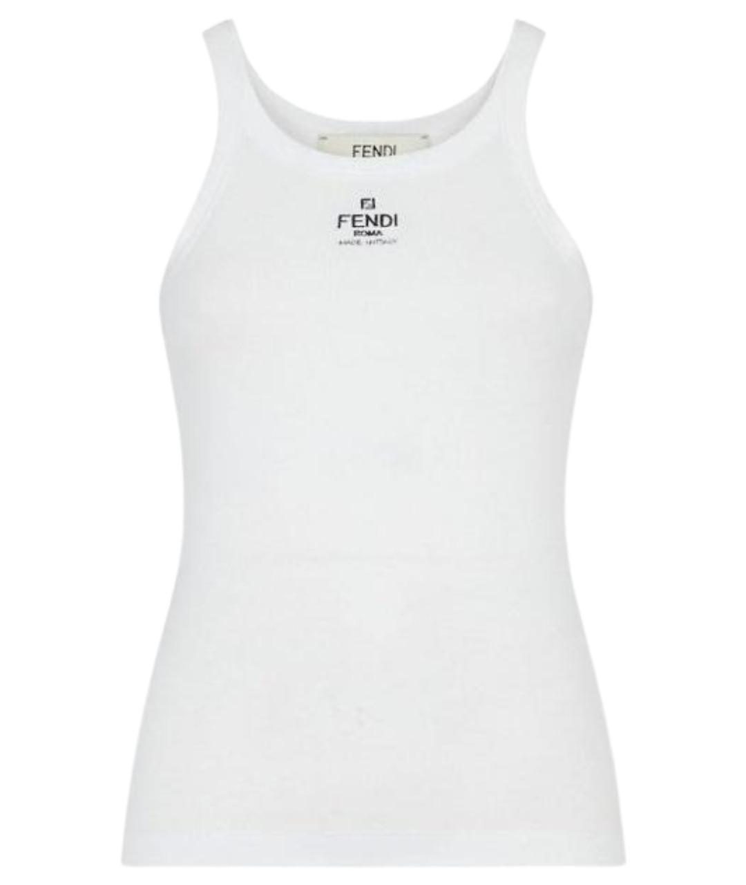 FENDI Белая хлопко-эластановая майка, фото 1