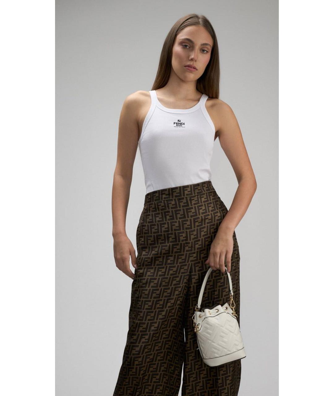 FENDI Белая хлопко-эластановая майка, фото 7