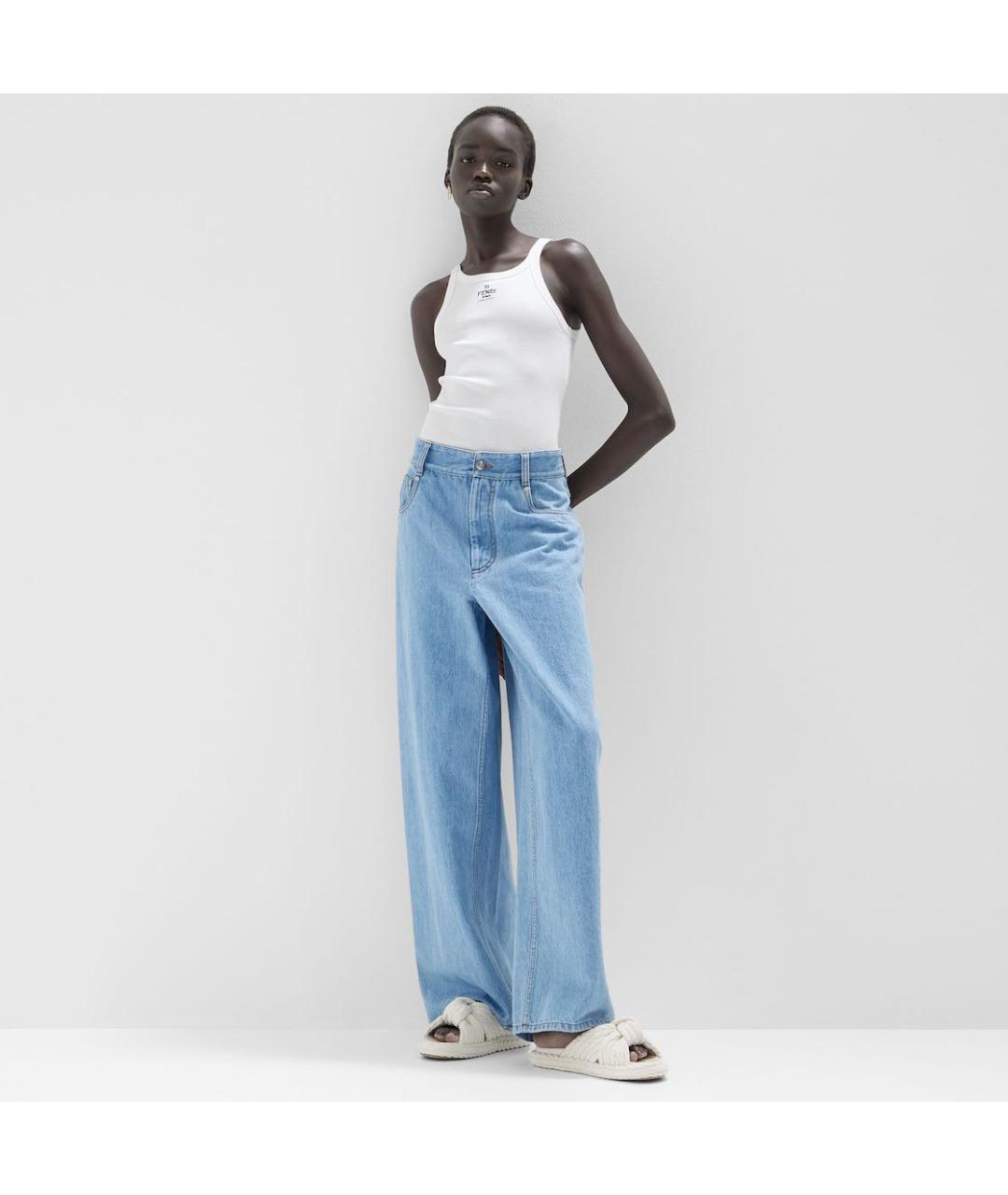 FENDI Белая хлопко-эластановая майка, фото 2