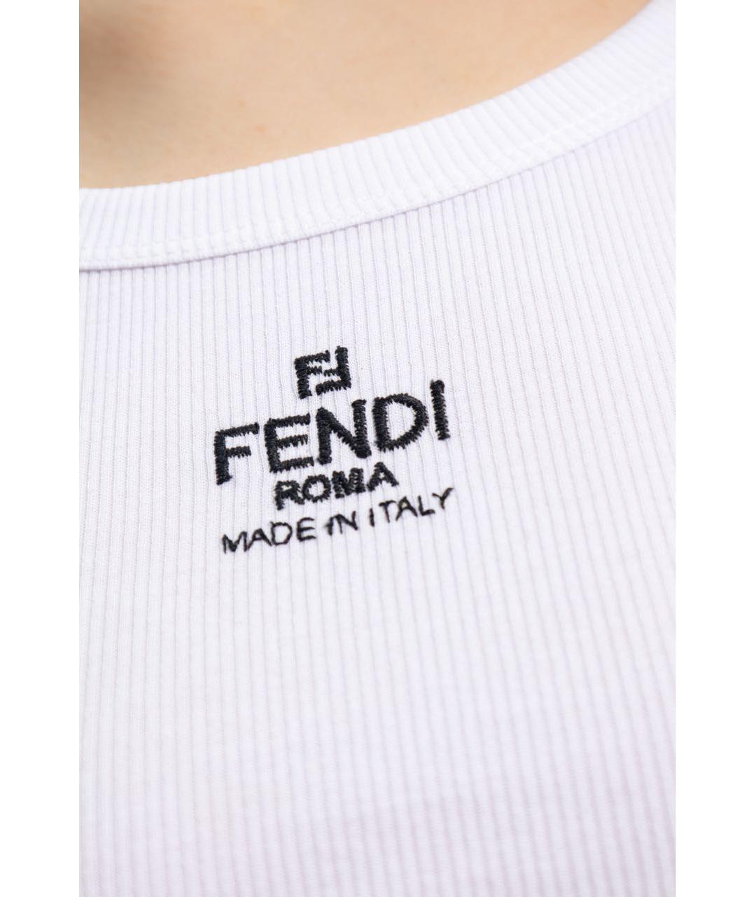 FENDI Белая хлопко-эластановая майка, фото 3