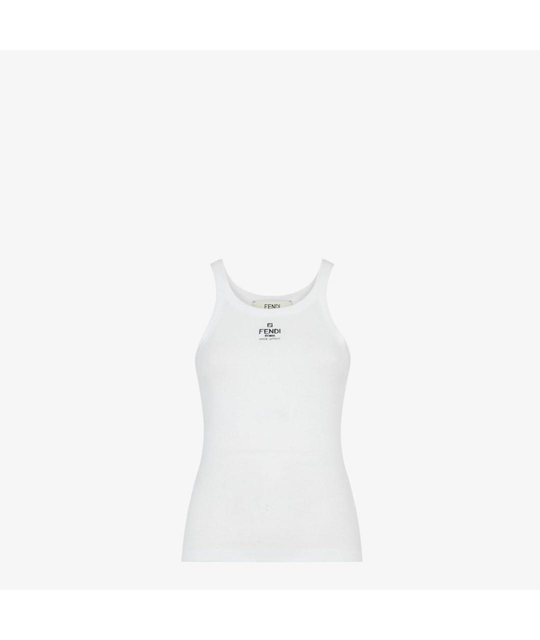 FENDI Белая хлопко-эластановая майка, фото 8