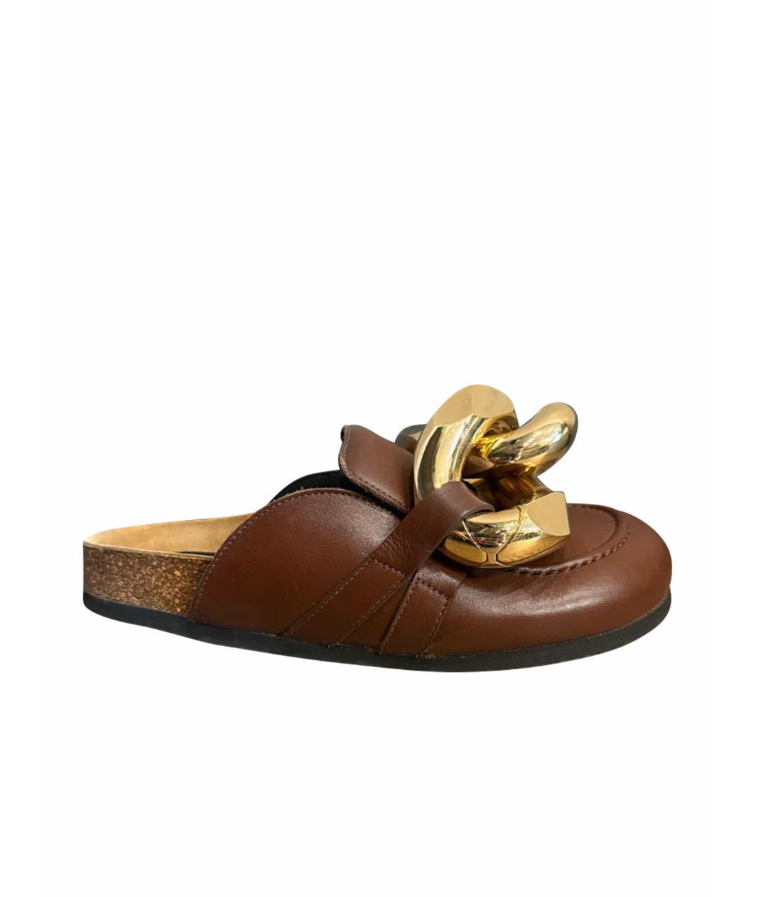 J.W.ANDERSON Бордовые кожаные мюли, фото 1