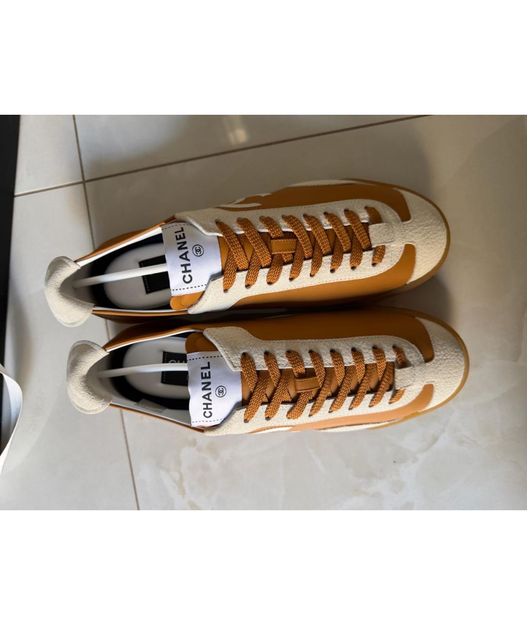 CHANEL Коричневые кожаные кеды, фото 2