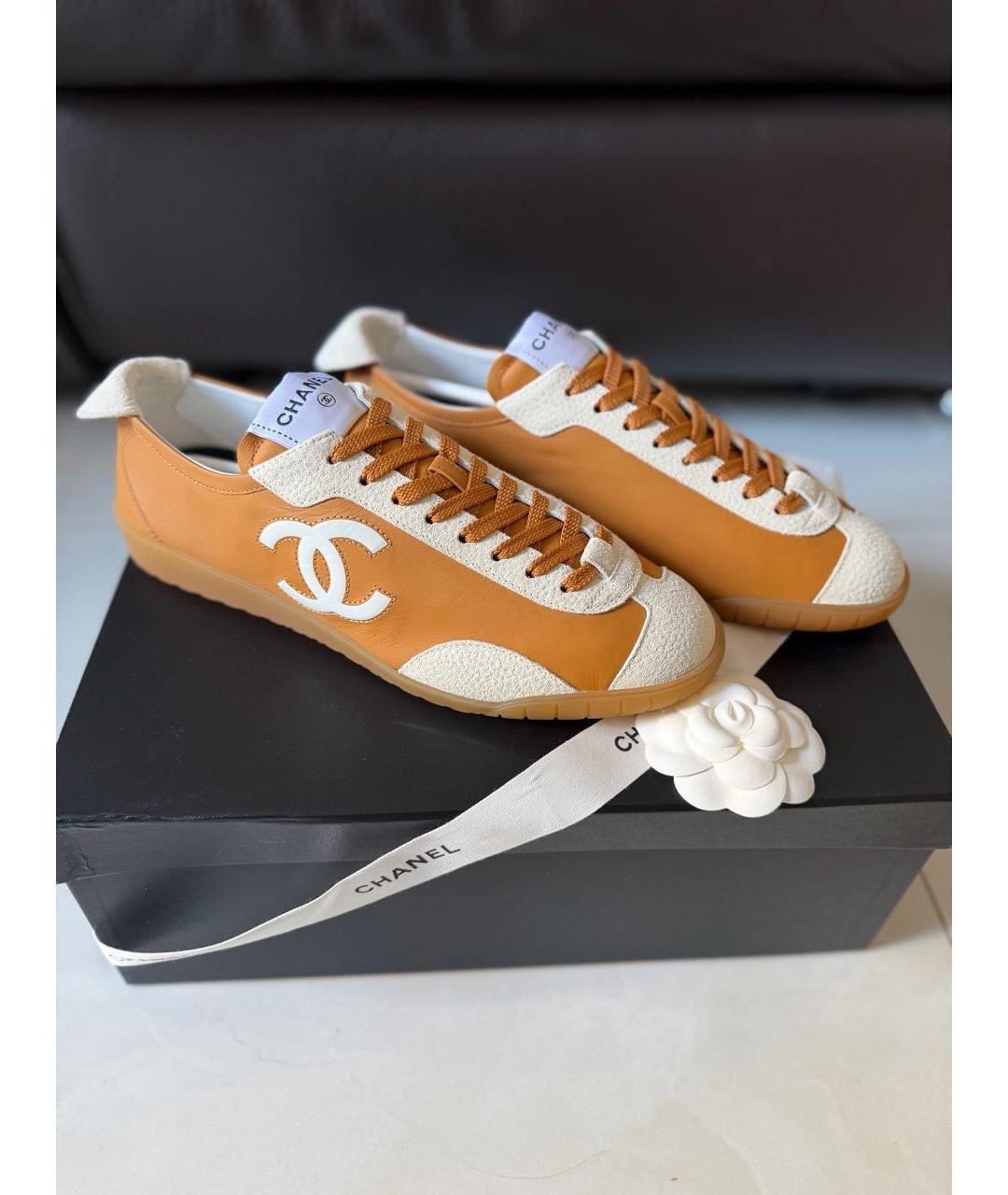 CHANEL Коричневые кожаные кеды, фото 8