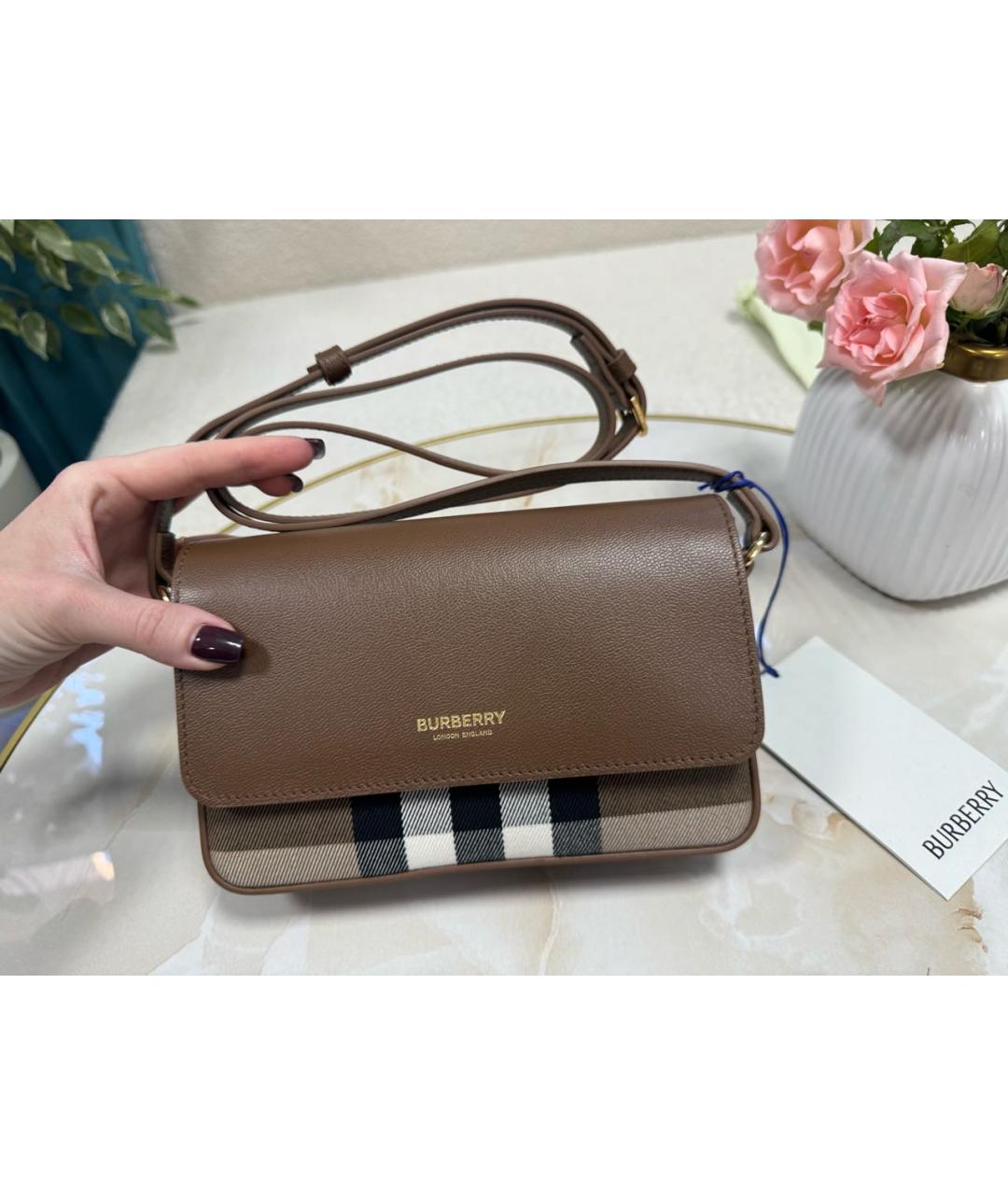 BURBERRY Коричневая кожаная сумка через плечо, фото 5