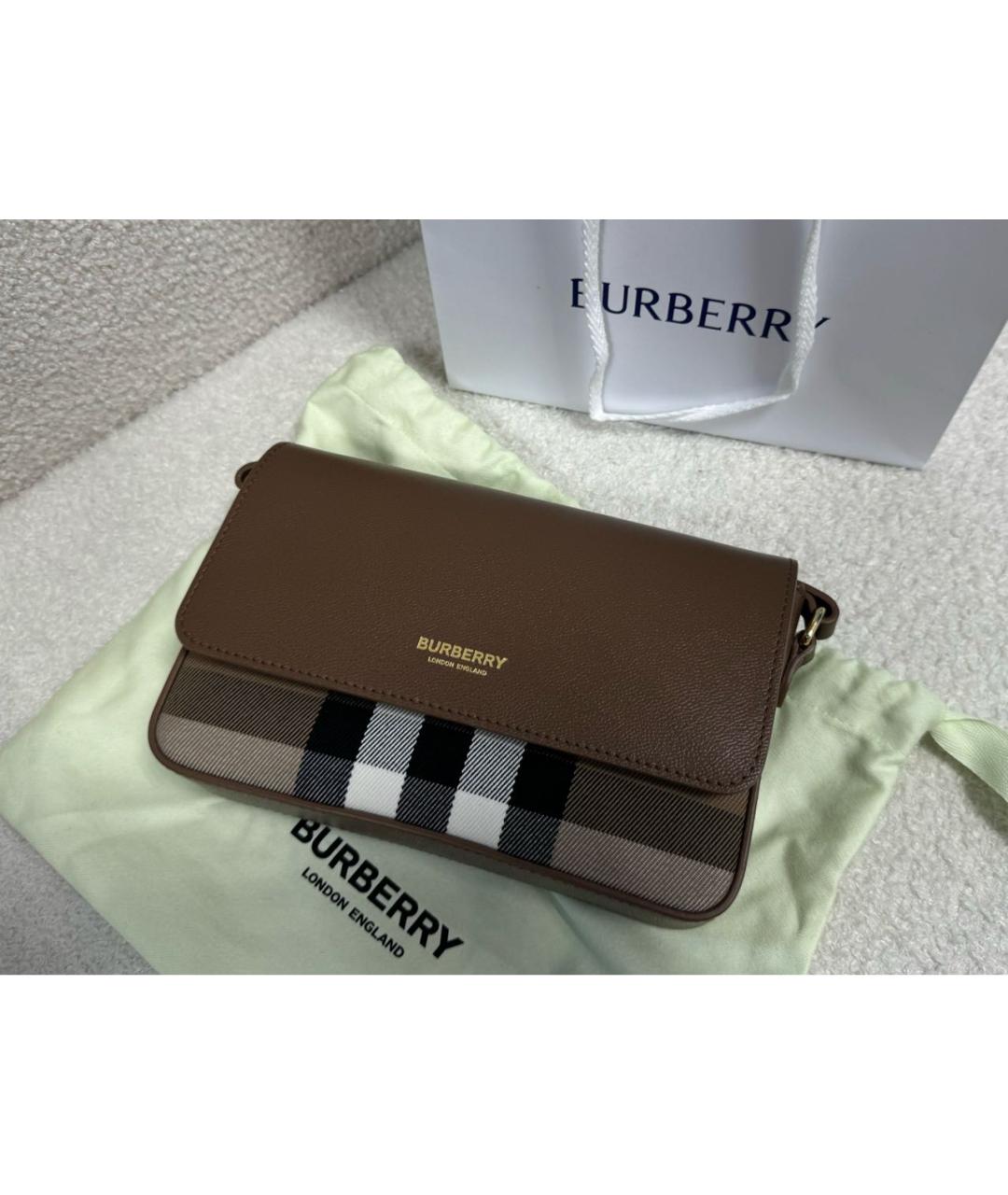 BURBERRY Коричневая кожаная сумка через плечо, фото 8